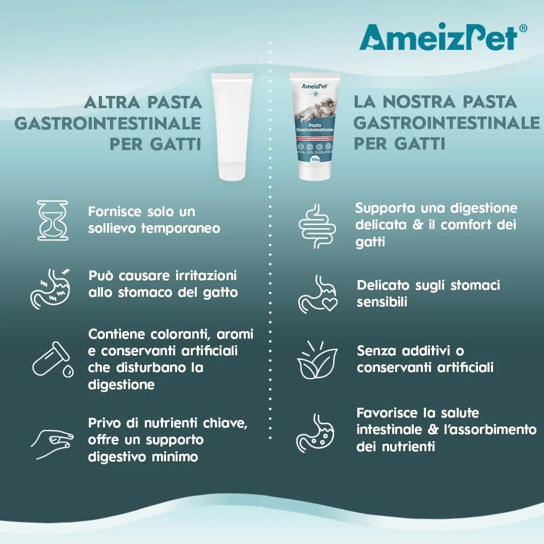 AmeizPet Pasta Gastrointestinale per Gatti, Supporto Gastrointestinale per la Salute Intestinale e la Flora Batterica, Integratore Digestivo per Gatti e Gattini, 100g (3.53 Oz)