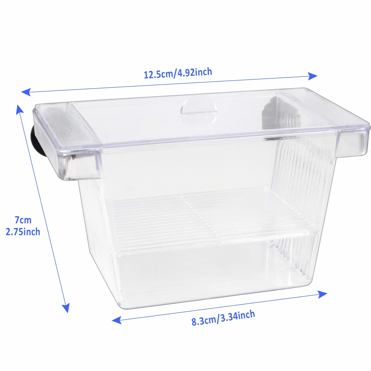 2 Pezzi Sala Parto per Pesci, 12,5 * 7 * 7cm Scatola di Isolamento Trasparente a Doppia Strato, Incubatrice Acquario per Allevamento in Acrilico Con Griglia in Rete - 4 Ventose