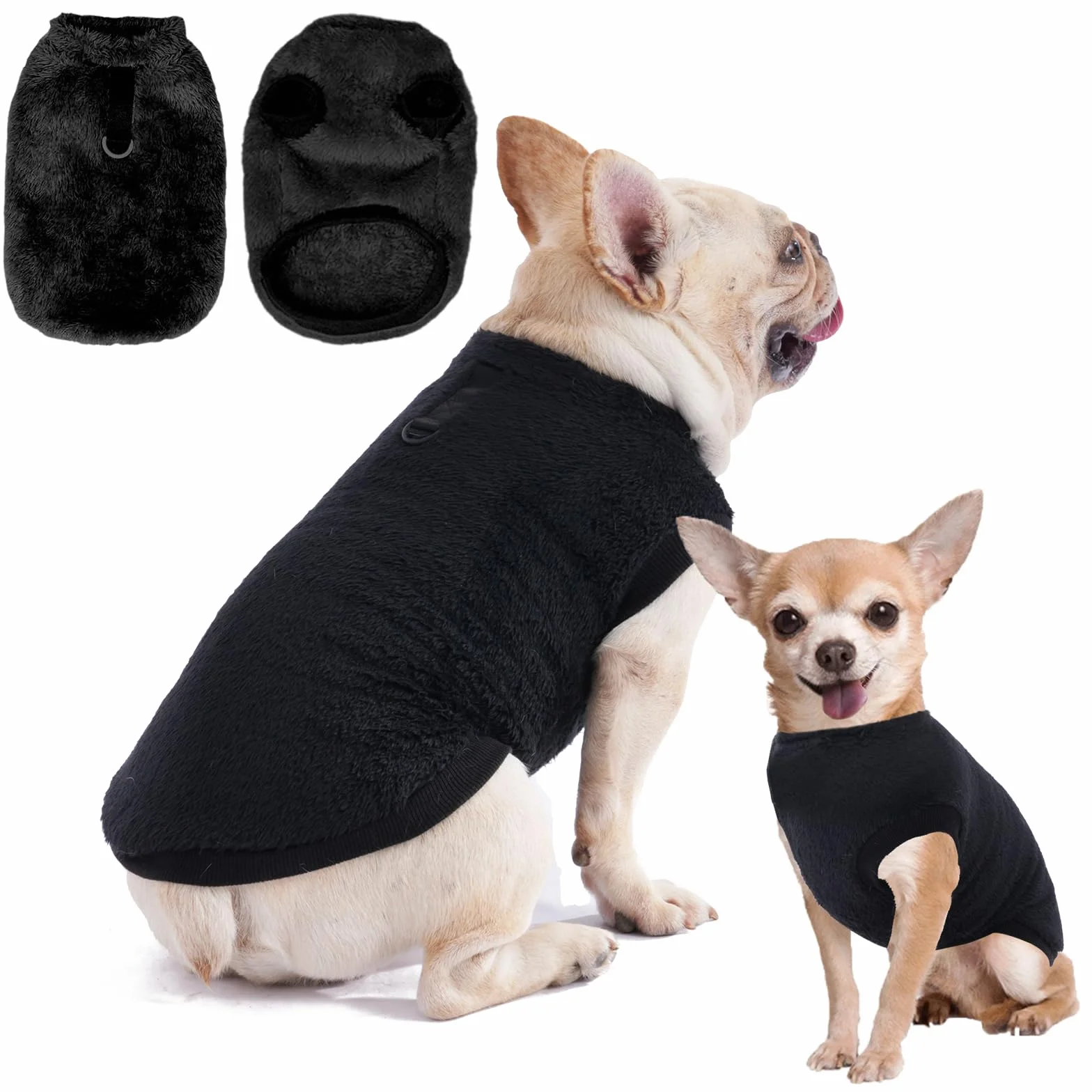 Maglione per Cani di Piccola Taglia, Pile, Unisex, Nero, L