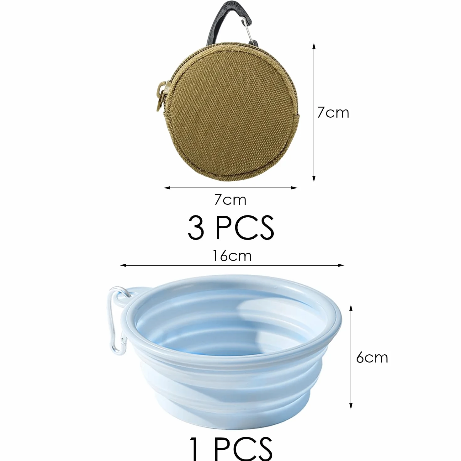 Borsa per Snack Portatile da 3 Pezzi per Animali Domestici E Ciotola per Bere Pieghevole da 1 Pezzo, Borsa per L'Addestramento del Cane, Forniture per Animali Domestici.
