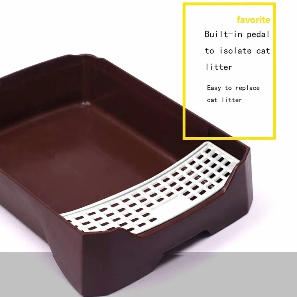 Toilette per Animali Domestici Pet Supplies Rattan Stile Completamente recintato Cat igienici Grande lettiera del Gatto Grande Potty Pet Supplies Chiusa Lettiera per Animali Domestici(Bruin)