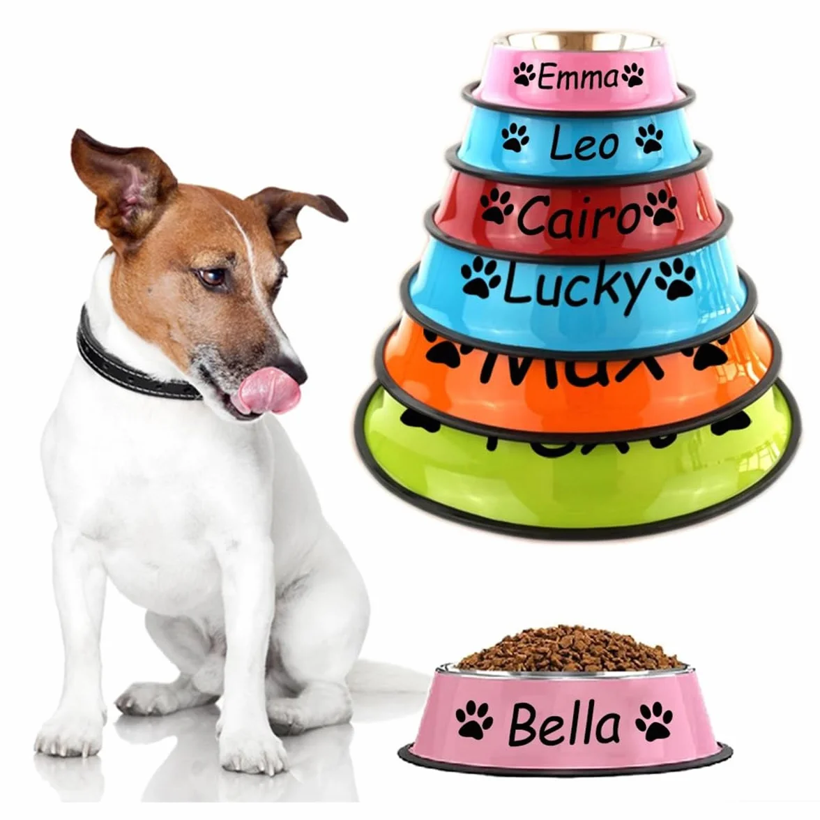 Personalizowane miski dla psów i kotów ze stali nierdzewnej z imieniem, akcesorium dla zwierząt domowych (18 cm)