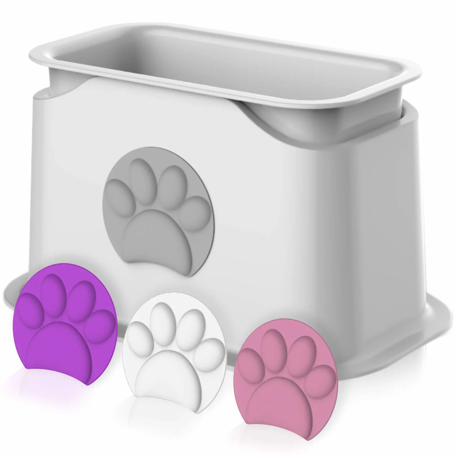 iPrimio Supporto universale per lettiera per gatti, resistente, con paletta per tenere stabile la lettiera del gatto, accessorio per lettiera per gatti, funziona con plastica e metallo, 4 opzioni di