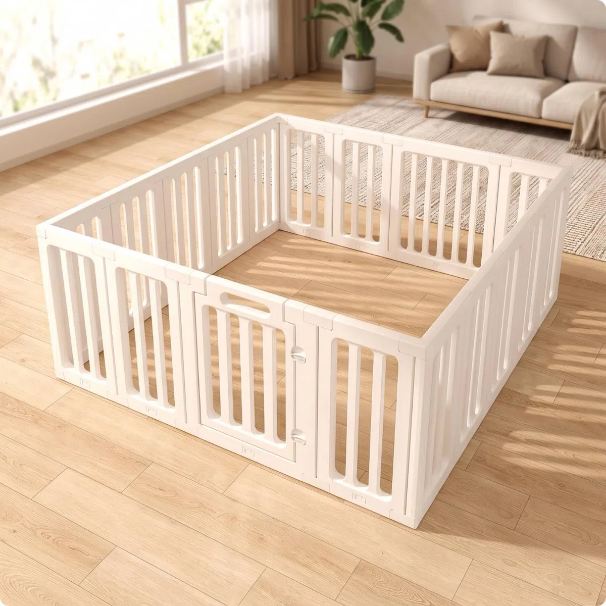 Recinzione con Porta Autoportante Box con Porta a Cerniera senza Attrezzi Gabbia per Cuccioli, Casa, Appartamento, 110 120cm, style to 5
