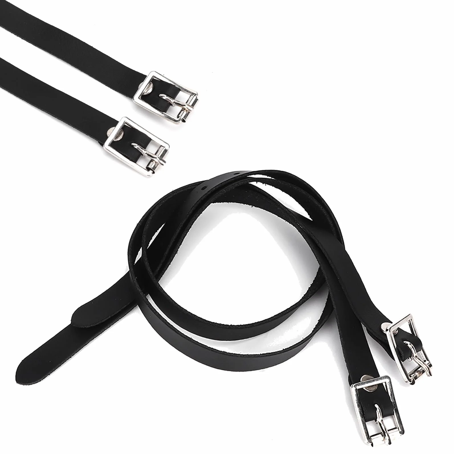Cinturino in pelle english spur straps 1 paio di cinghie per speroni, con fibbia in acciaio inox, accessori per attrezzi da cavallo, 50 cm, nero staffili equitazione inglese nan