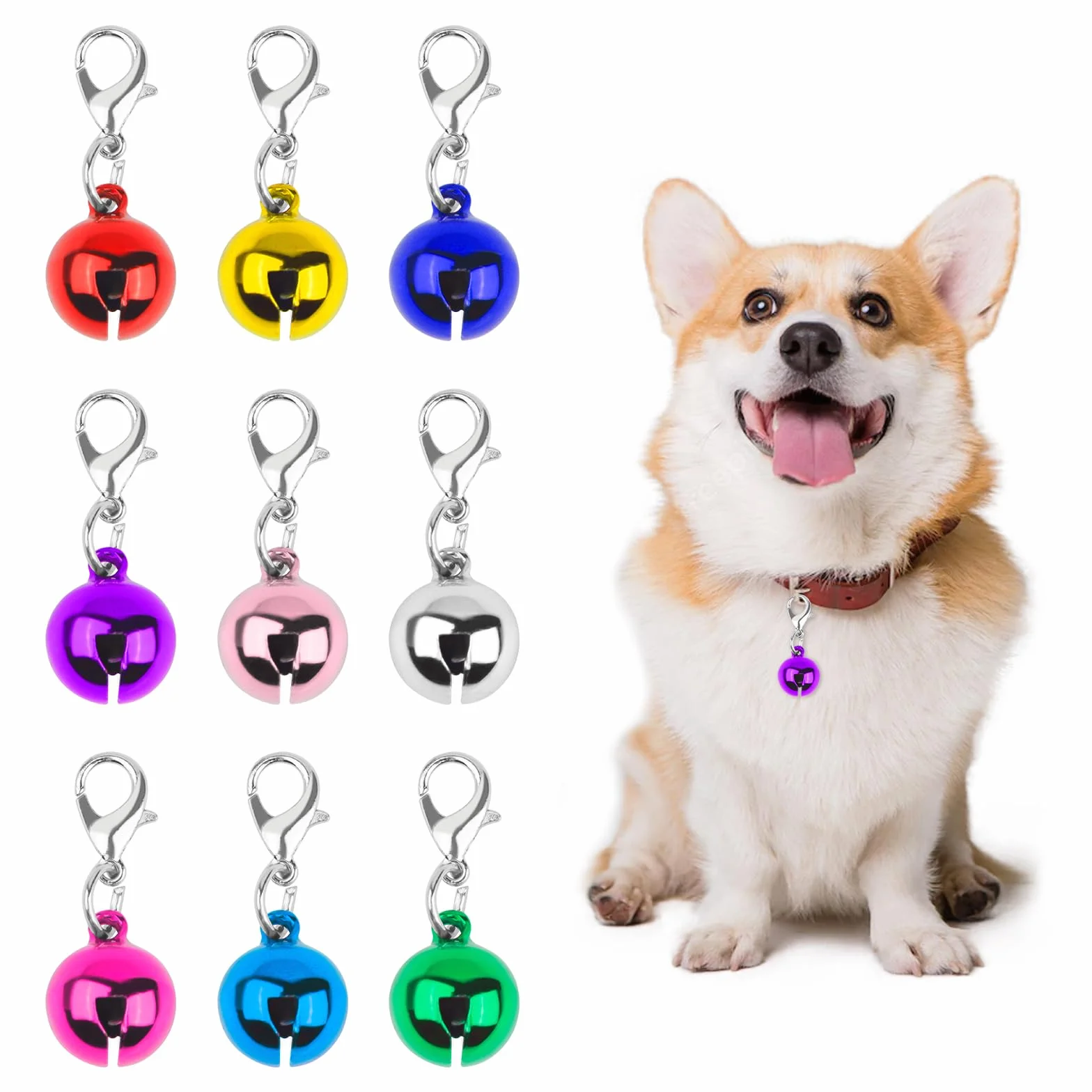 Campane per collari gatti cani, piccole campane con chiusure, 9 pezzi per feste fai da te