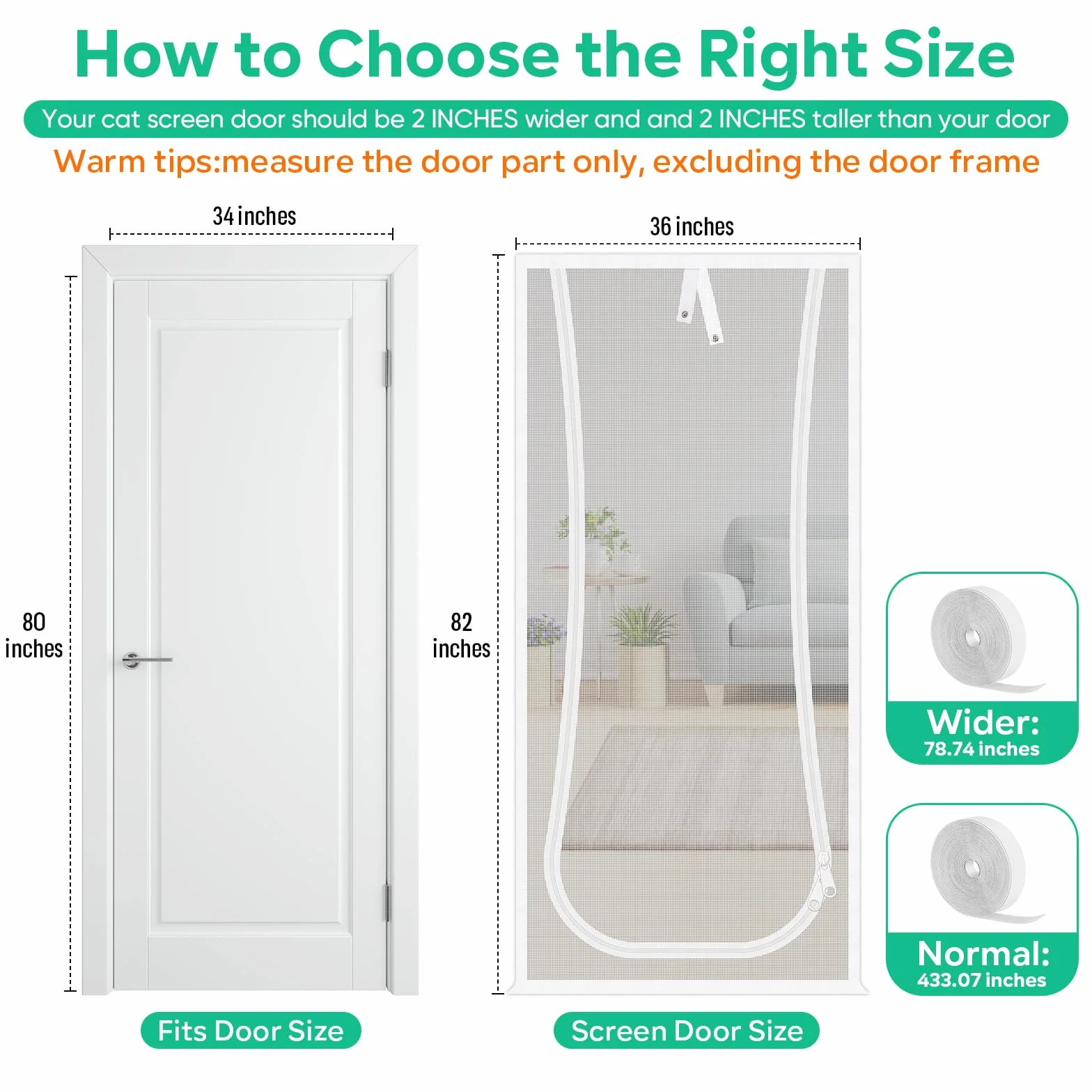 MYPIN Porta Zanzariera per Gatti, 91X208cm con Cerniera per Soggiorno, Camera da Letto, Cucina, Terrazza