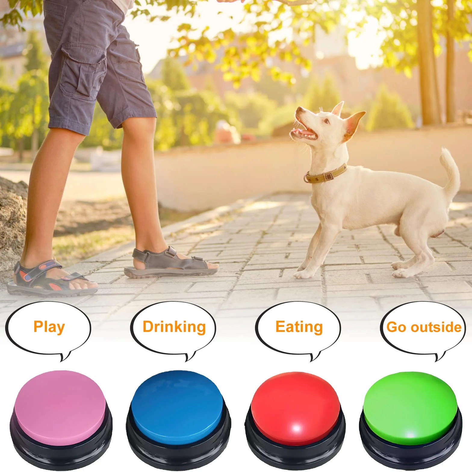 TNSLAND Pulsanti per Cani Parlanti e Allenamento - Giochi Interattivi, Buzzer Button - Confezione da 4