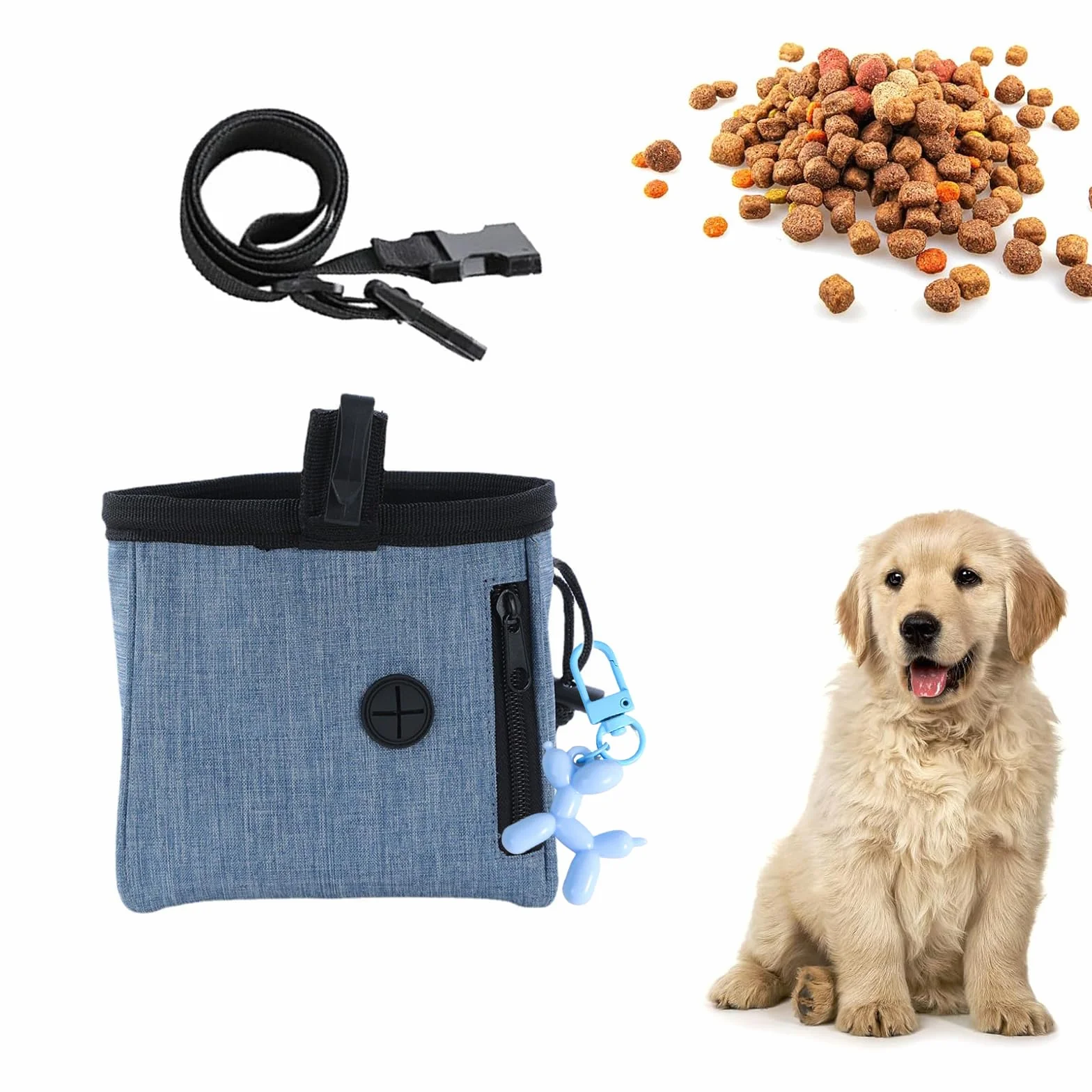 Porta Premietti per Cani,Marsupio per Cani,Accessori per Cani,Sacca per cani, per addestramento del cane,multifunzionale con dispenser per sacchetti, cintura regolabile,Ciondolo cane palloncino