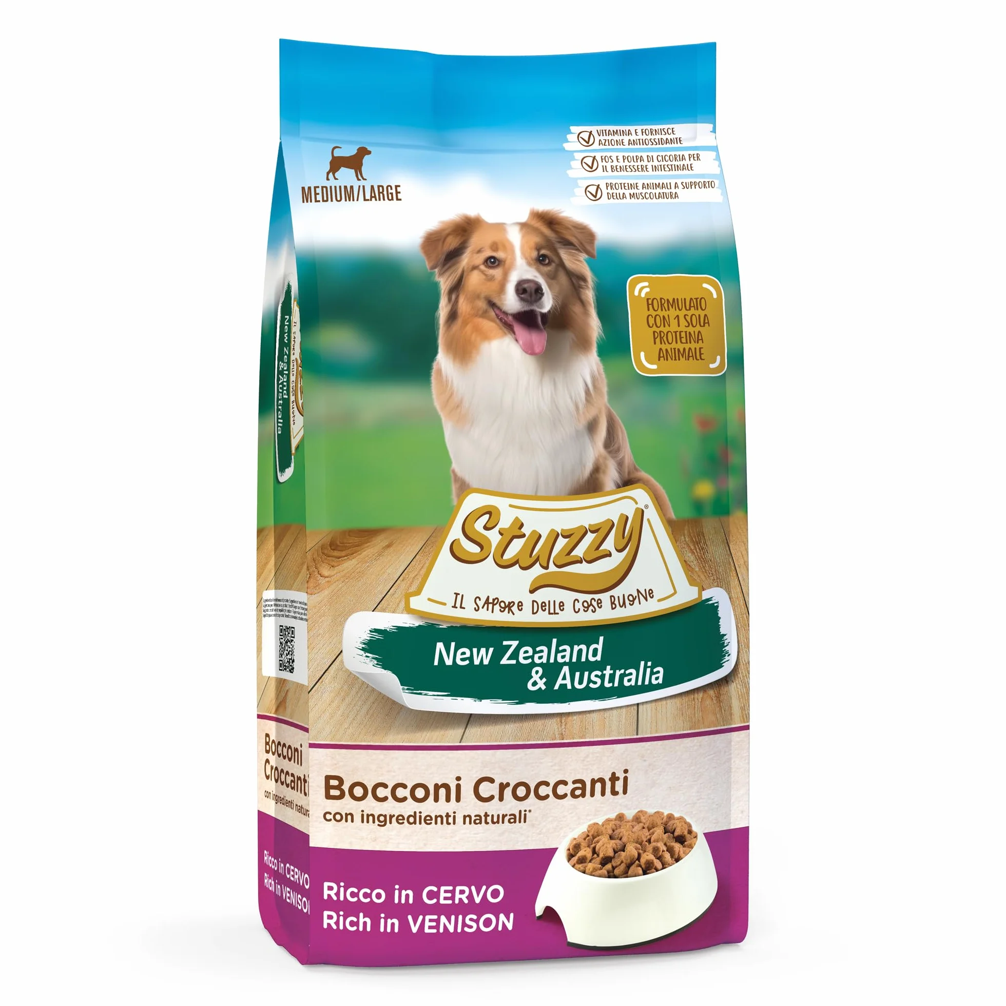 Stuzzy Cibo Secco per Cani Adulti al Gusto Cervo Croccantini New Zealand & Australia 12 Kg