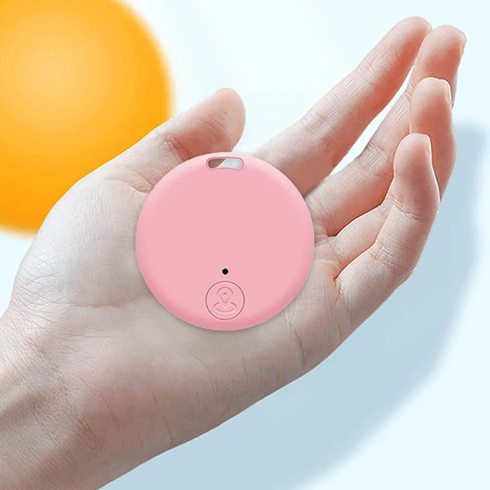 Localizzatore GPS portatile Bluetooth 5.0 con anello a strappo, dispositivo anti-perdita intelligente, dispositivo impermeabile, localizzatore di animali domestici per cani, gatti, portafogli,Rosa