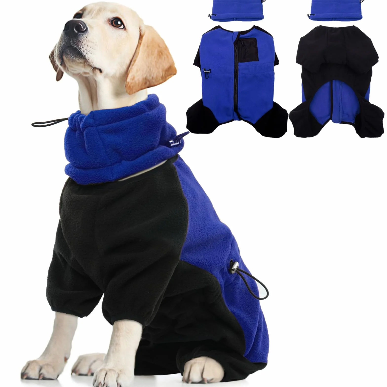 Cappottino Invernale Cani Piccoli Giubbotto Pile Caldo Abbigliamento Veste Cani Felpa Cuccioli Tuta Neve Chihuahua Blu XL