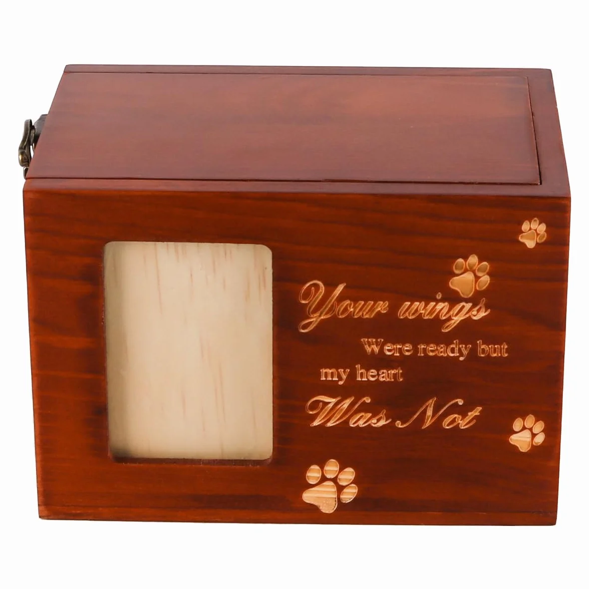Legno Naturale Urna per Ceneri per Animali Domestici Scatola Commemorativa con Cornice Foto