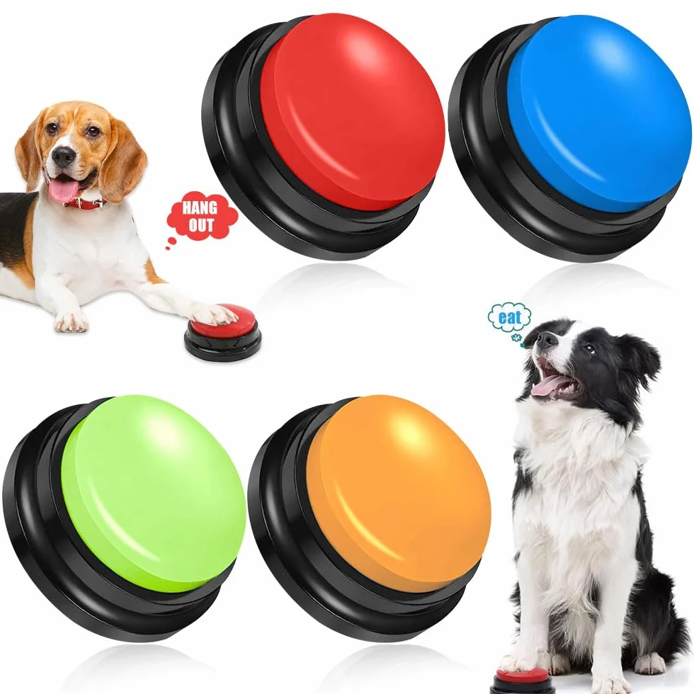 4 Pezzi Pulsanti per Cani Registrabili, Pulsanti Registrabili per Cani, Pulsanti Cani Registrabile in 30 Secondi, Pulsanti Parlanti per Cani, Pulsante di Comunicazione per Cani Addestramento
