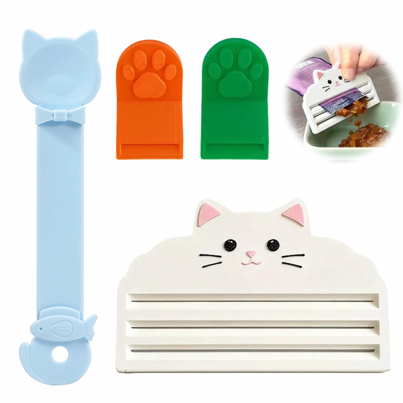 Contenitore Crocchette Cane, Cucchiaio Multifunzionale per Cibo Gatti, Adatto a Cibo Umido, Snack Leccabili e Snack Liquidi, Riduce Sprechi Alimenti e Mantiene Le mani Pulite