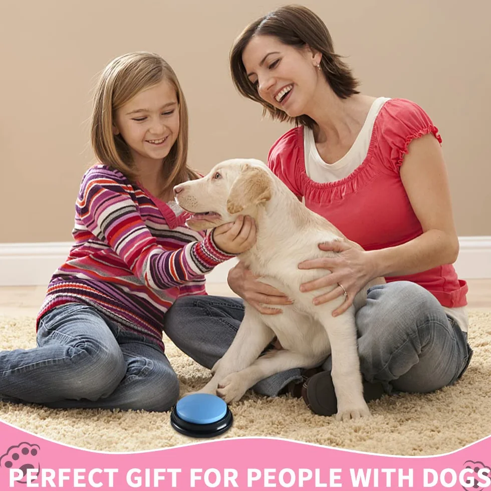 Pulsanti per Cani, 4 Pezzi Pulsanti per Cani Parlare, Buzzer con Funzione di Registrazione per Comunicazione, Giochi Interattivi per Cani Pulsante Addestramento degli Animali Domestici