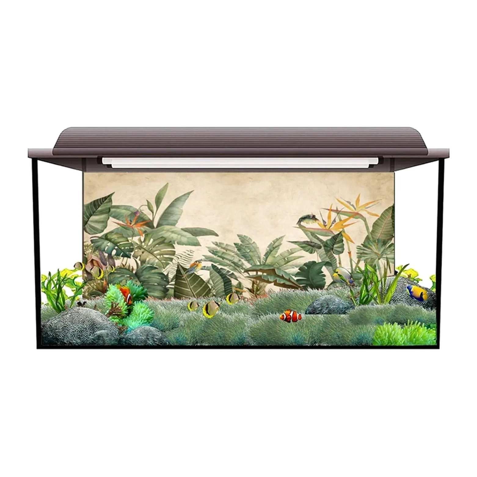 Sfondo Acquario Poster di Sfondo Autoadesivo for Acquario con Piante ad Effetto 3D(50x100cm)