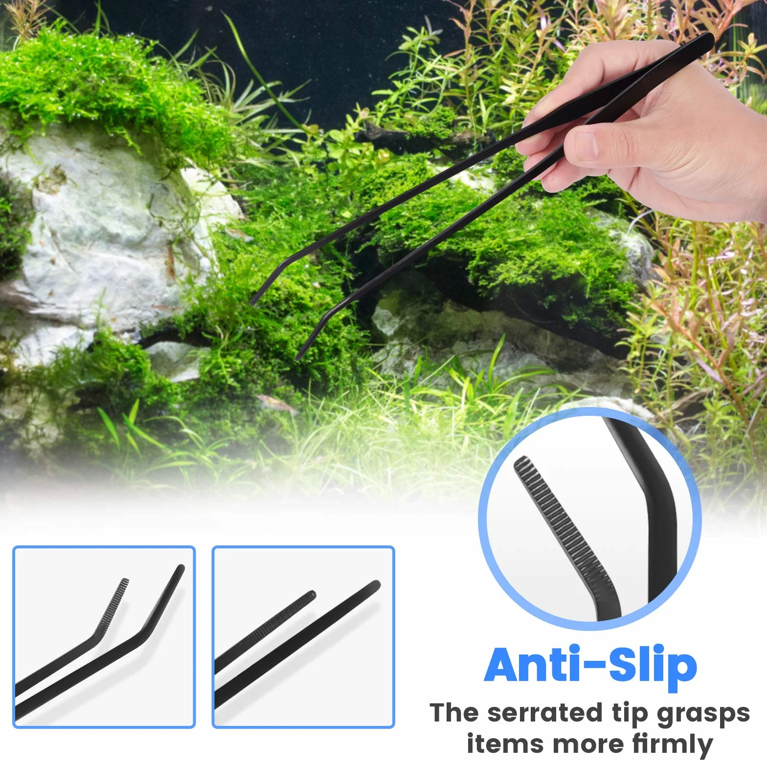 Ulikey Strumenti per Acquario, 7 in 1 Acciaio Inossidabile Acquario Dtrumento, Acquario Dtrumento di Pulizia, Pinzette Scissor Spatola Attrezzo del Acquari E Pesci Starter Kit