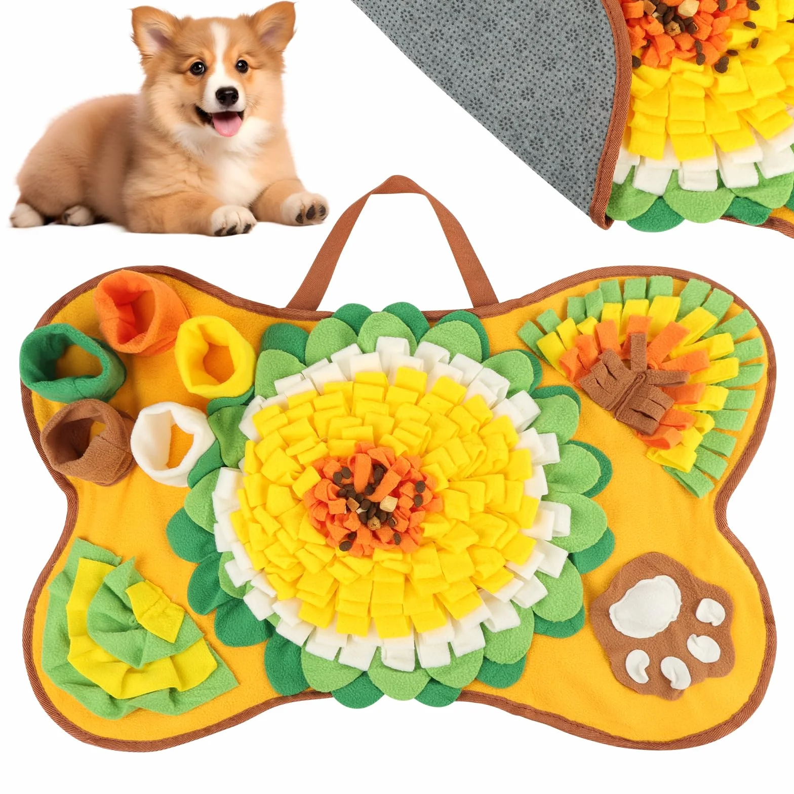 OSDUE Tappeto Olfattivo Cane, 63cm Foraggiamento Tappeto per Cani Addestramento Foraggiamento di Animali Lavabile Antiscivolo Tappetino Puzzle di Snuffle Giocattolo per Cani Attivazione Mentale Cane