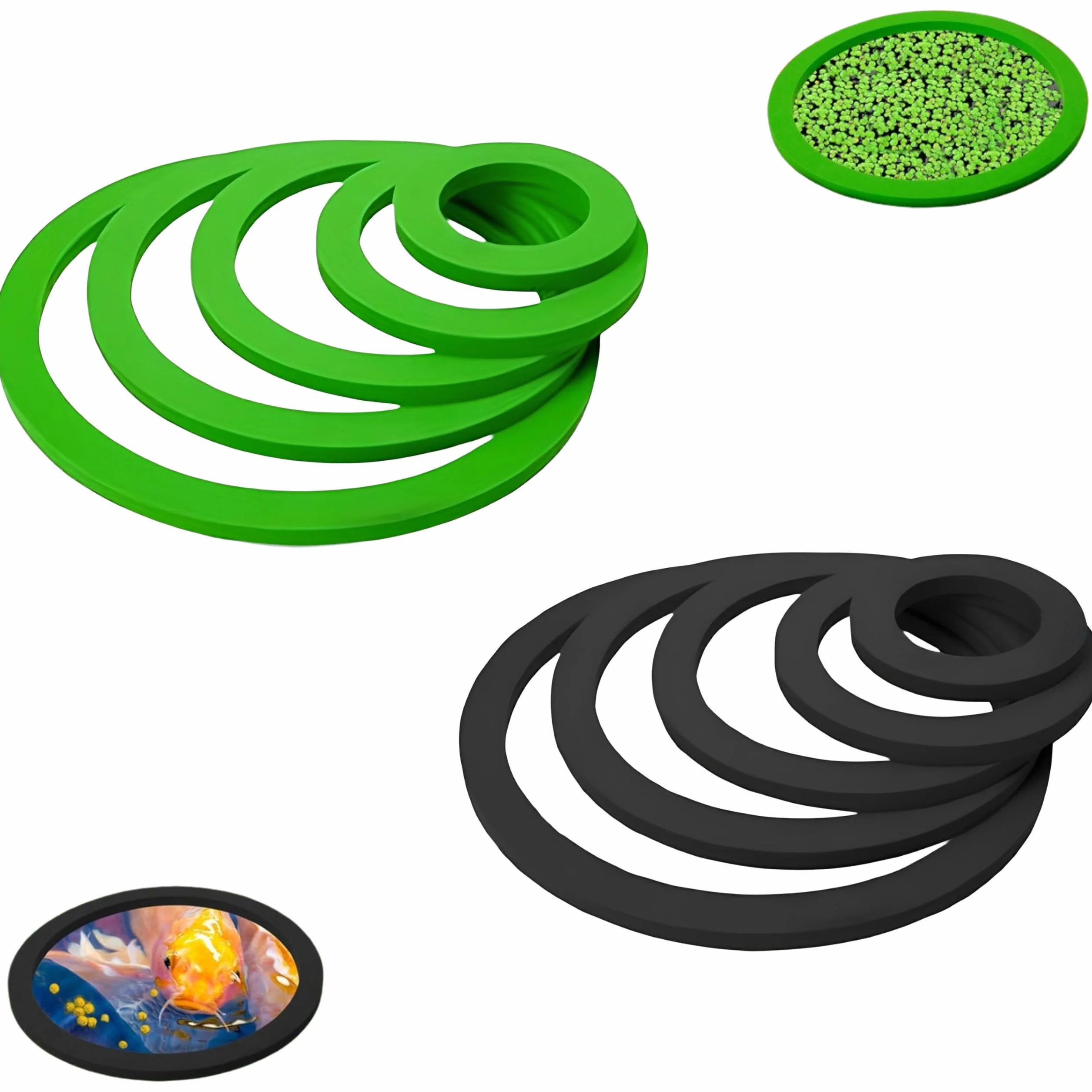 Anelli Di Piante Galleggianti 10 Pezzi, Anello Galleggiante Rotondo Per Acquario, Recinto Per Piante Galleggianti Per Pesci Rossi Tartarughe Nero e Verde