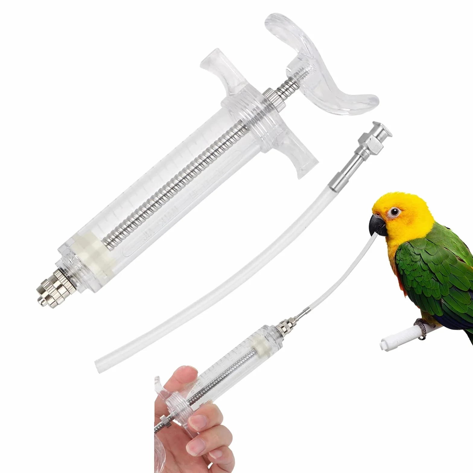 Siringa per alimentazione a mano per uccelli, 2 pezzi, per pappagallo, per mangime per uccelli, piccoli animali domestici (20 ml)