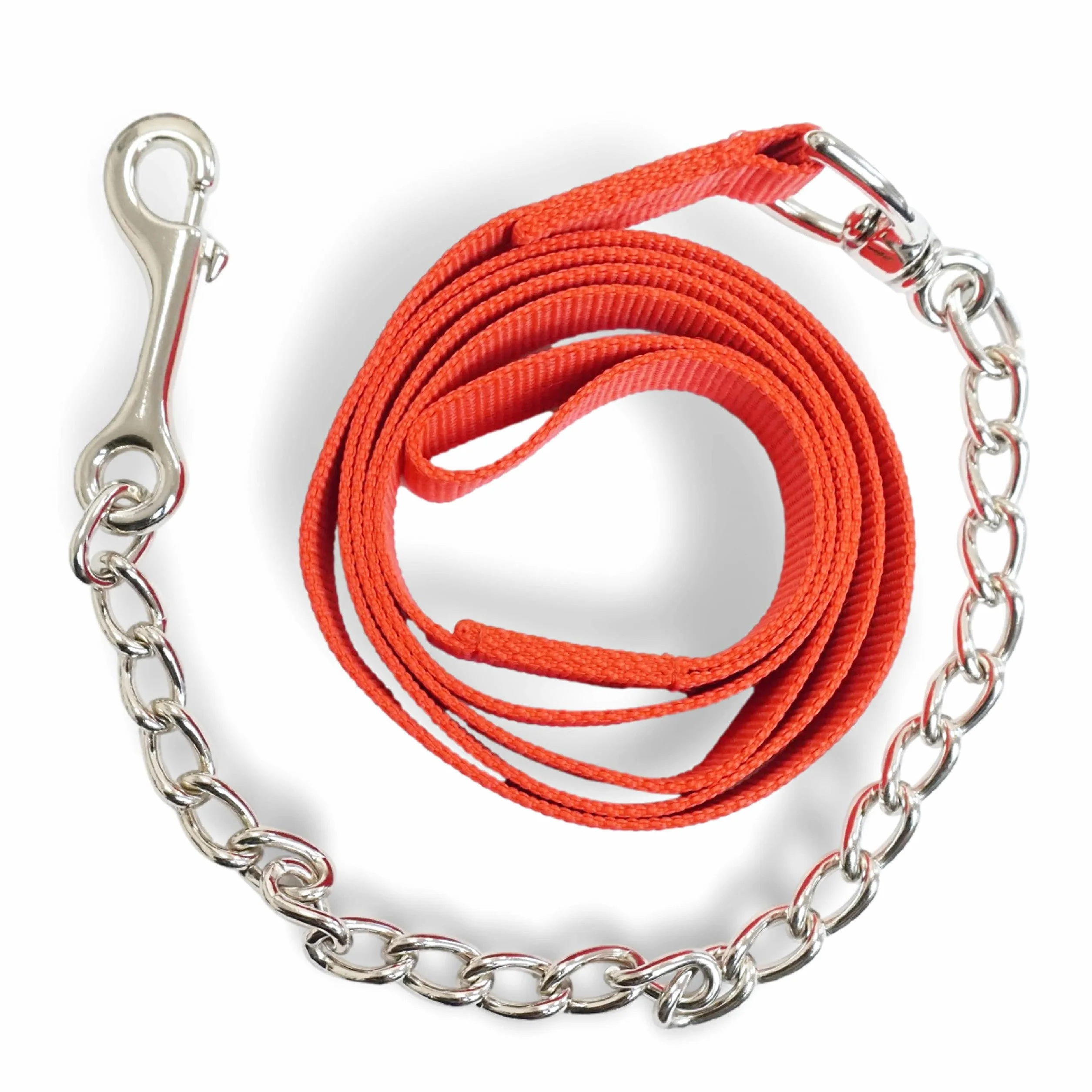 Catena di guida per cavalli | guida sicura con catena di ferro e manico in nylon | Guinzaglio adatto per stalloni cani pony asini | Lunghezza 2,10 m (rosso)