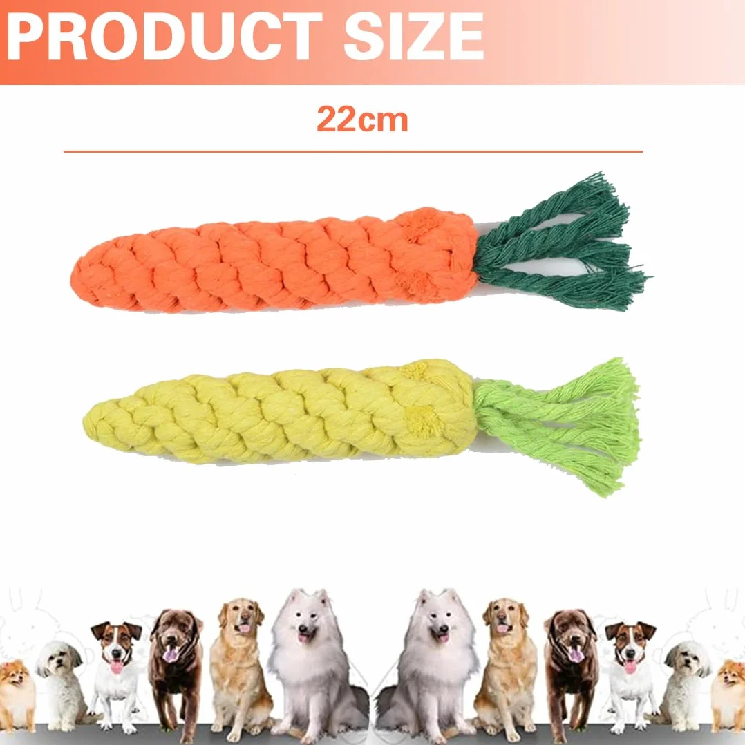 2 pezzi di corda giocattolo per cani, tiro alla fune interattivo cane treccia forma carota dentizione universale cani.