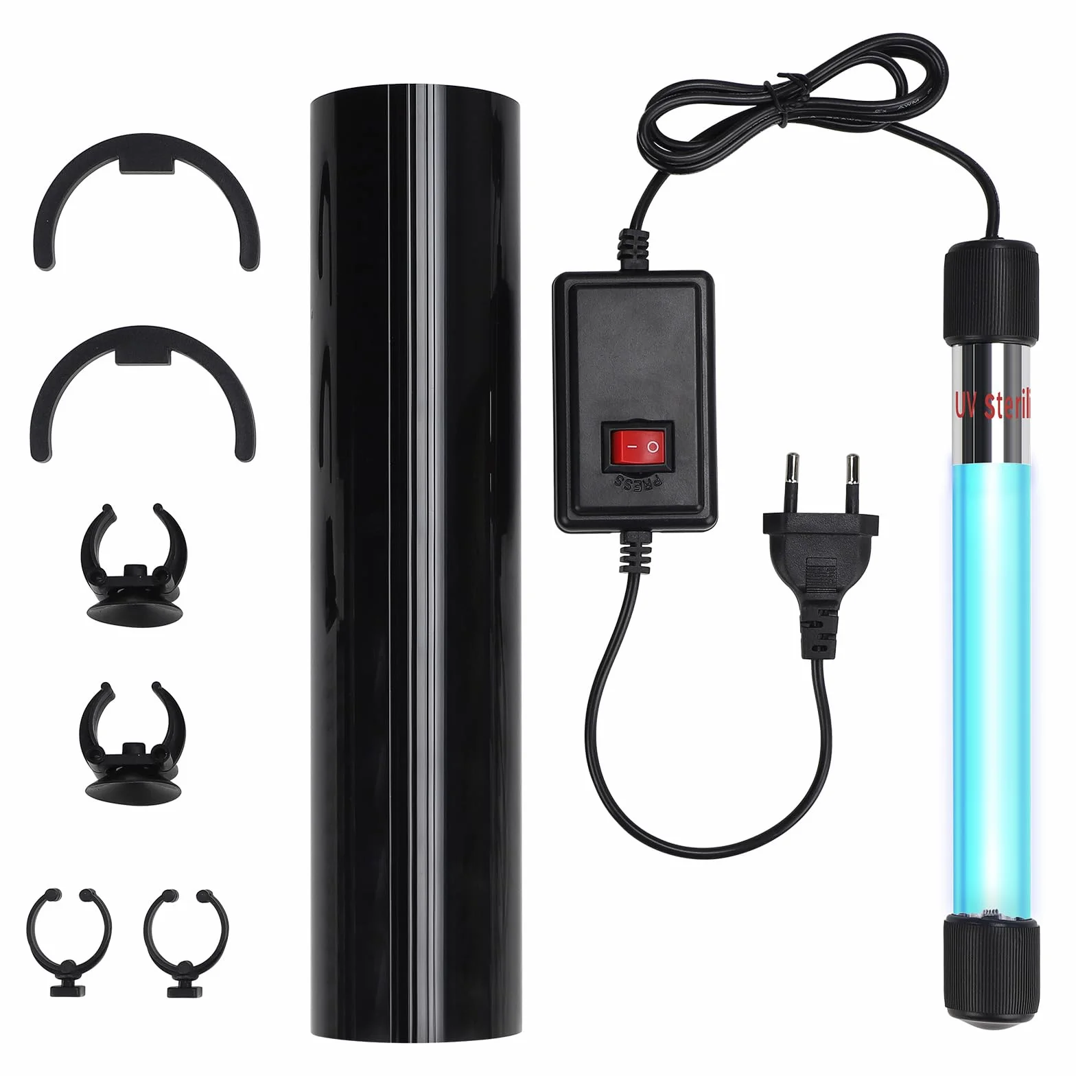 SWAWIS 13W UV Sterilizzatore Lampada per Acquario, 220V Sommergibile con Ventose e Scudo Luminoso