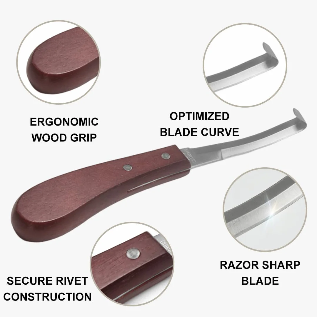 Attrezzo per Rifilare Zoccoli per Cavallo, Coltello per Zoccoli Premium, Coltello per Zoccoli a Doppio Bordo Lama a Doppia Faccia Mano Destra per Rifilatura