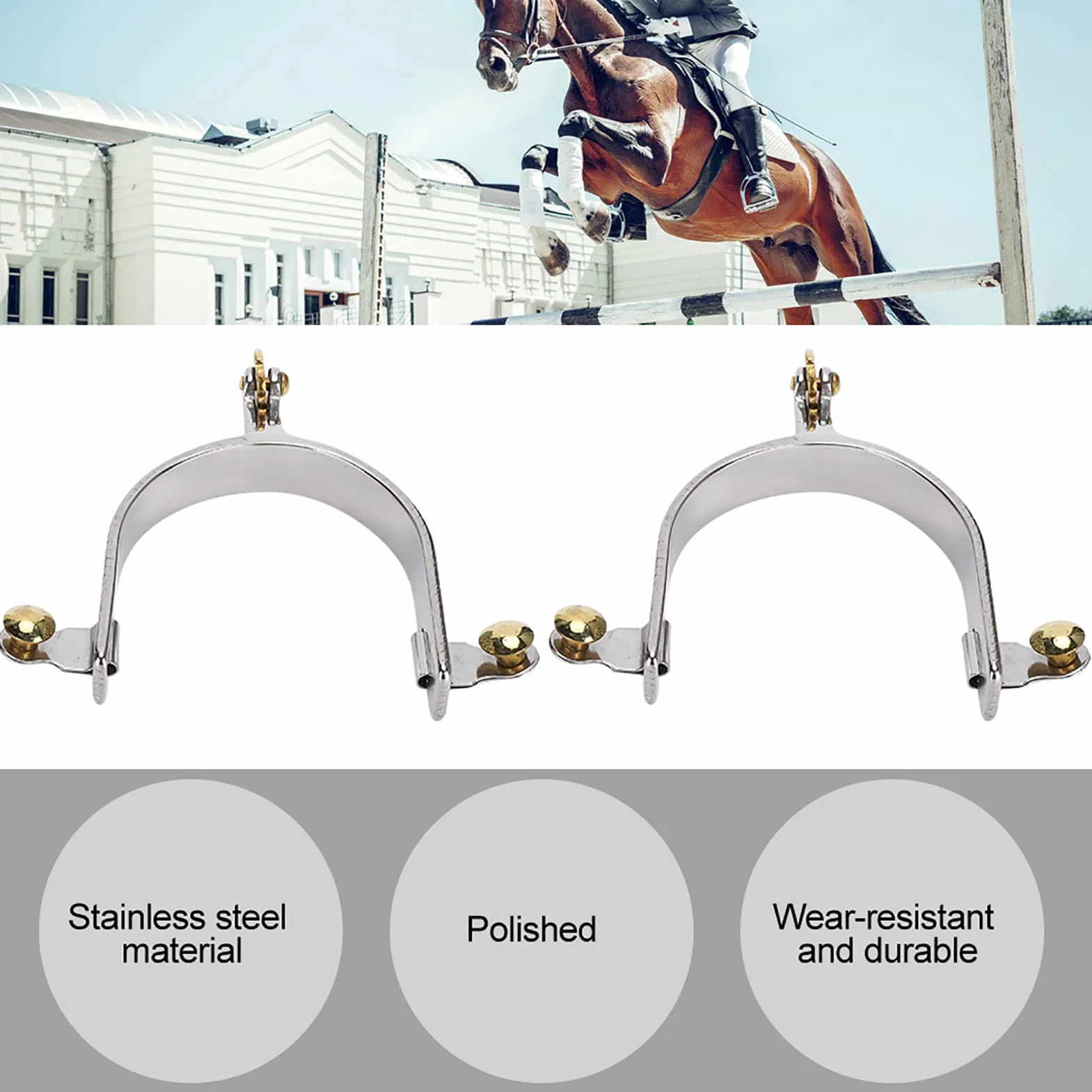 Speroni da Cavallo Speroni da Equitazione Western in Acciaio Inossidabile con ingranaggio in Ottone da Uomo