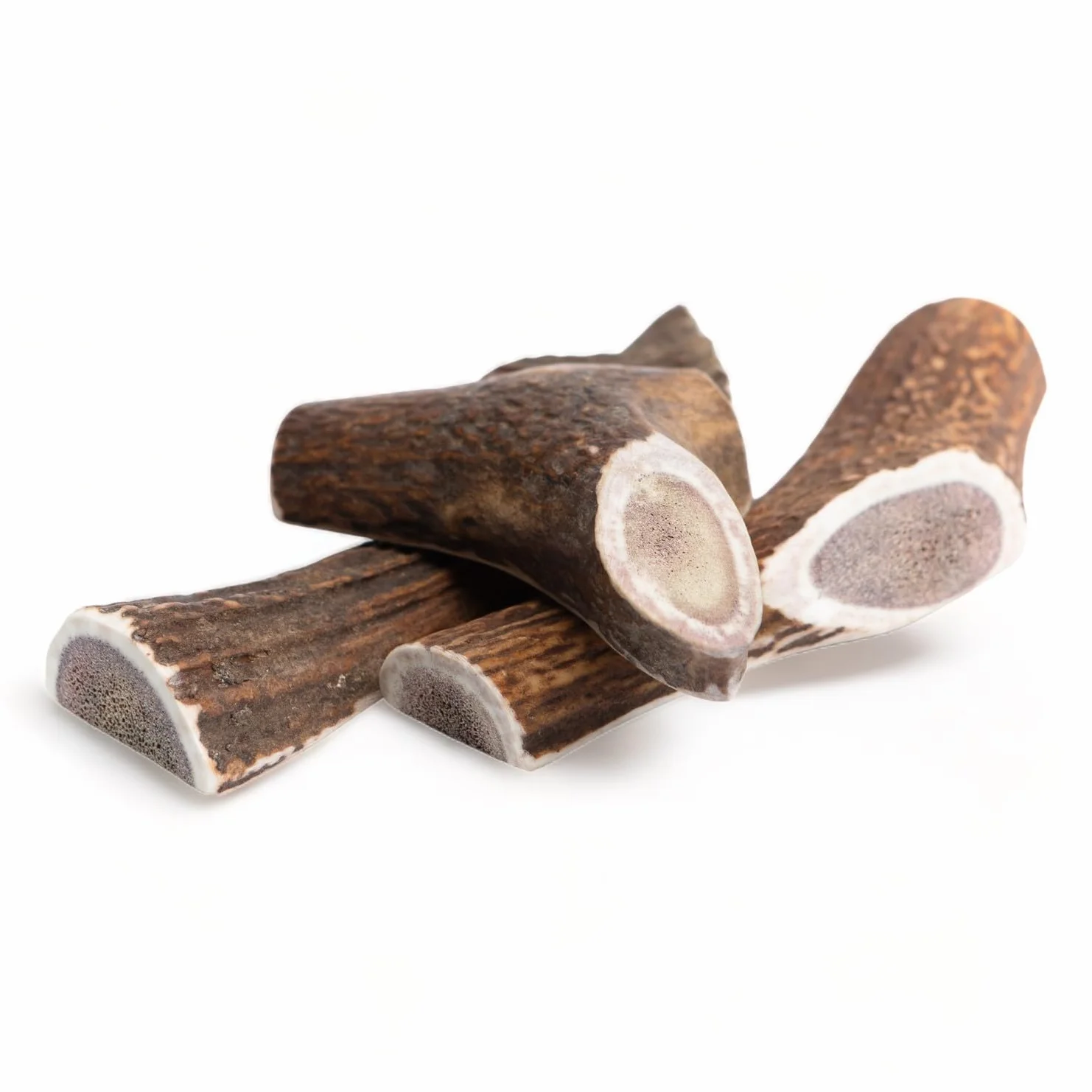 Osso di Cervo da Masticare per Cani - Corno di Cervo Naturale, Lunga Durata, Igiene Dentale - Spaccate L (3 Pezzi)