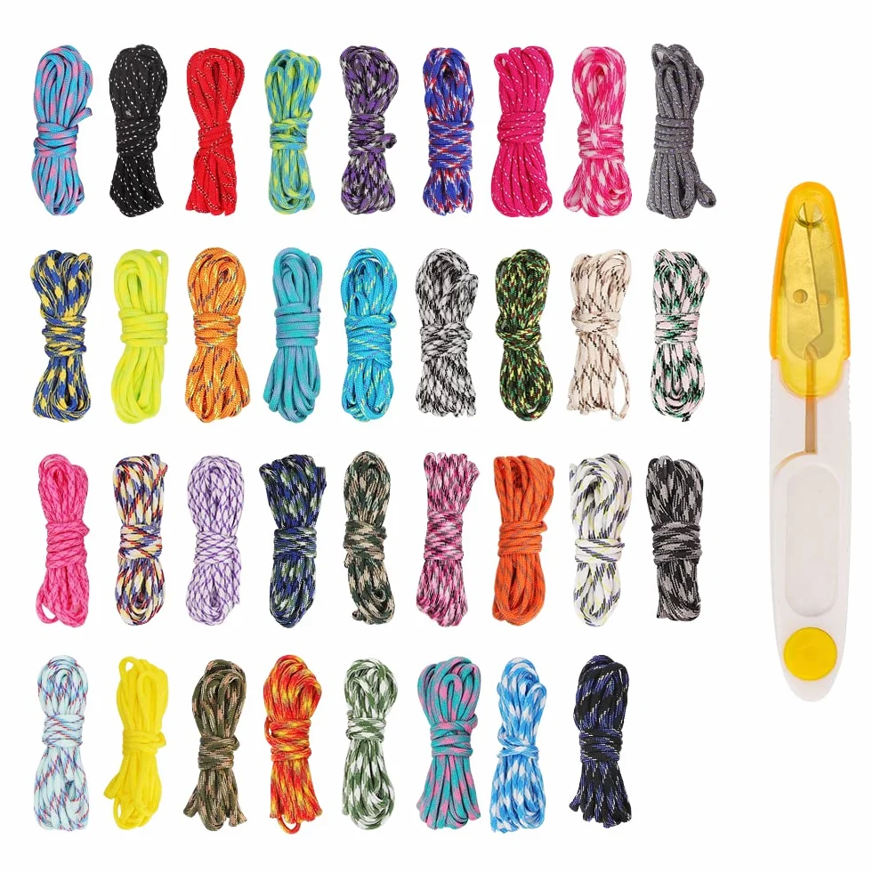 Paracord 550 corda in nylon Paracord da 4 mm, 35 pezzi di corde in nylon multifunzionali per la fabbricazione di braccialetti fai da te Cordino per cani Collare per cani