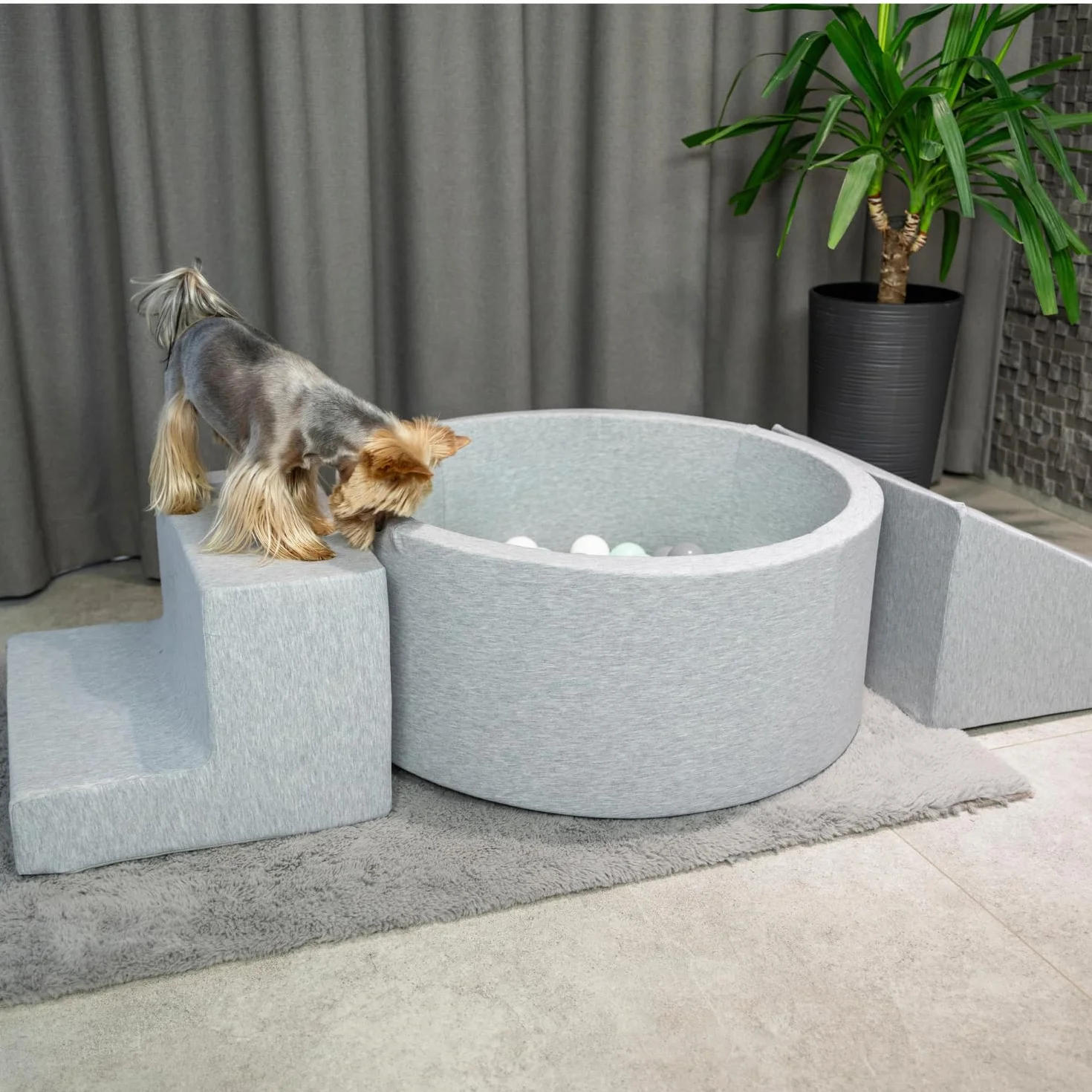 Rampa Per Cani E Gatti, Schiuma Scale Per Animali, Rivestimento Sfoderabile E Lavabile, Grigio Chiaro