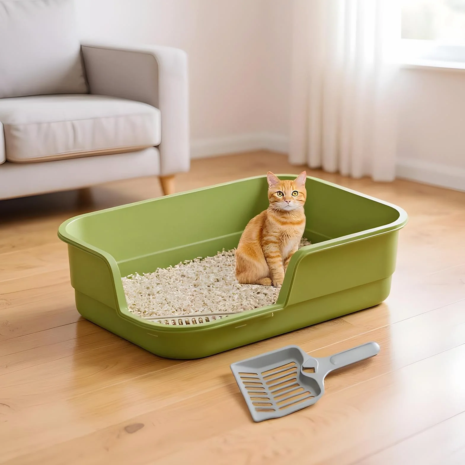 Generico Grande Lettiera Per Gatti - Lettiera Per Gatti Semichiusa Con Bordi Alti, Toilette Per Anziani Con Ingresso Basso, Anti-spruzzo, Per Animali Domestici Interna Facile Da Pulire