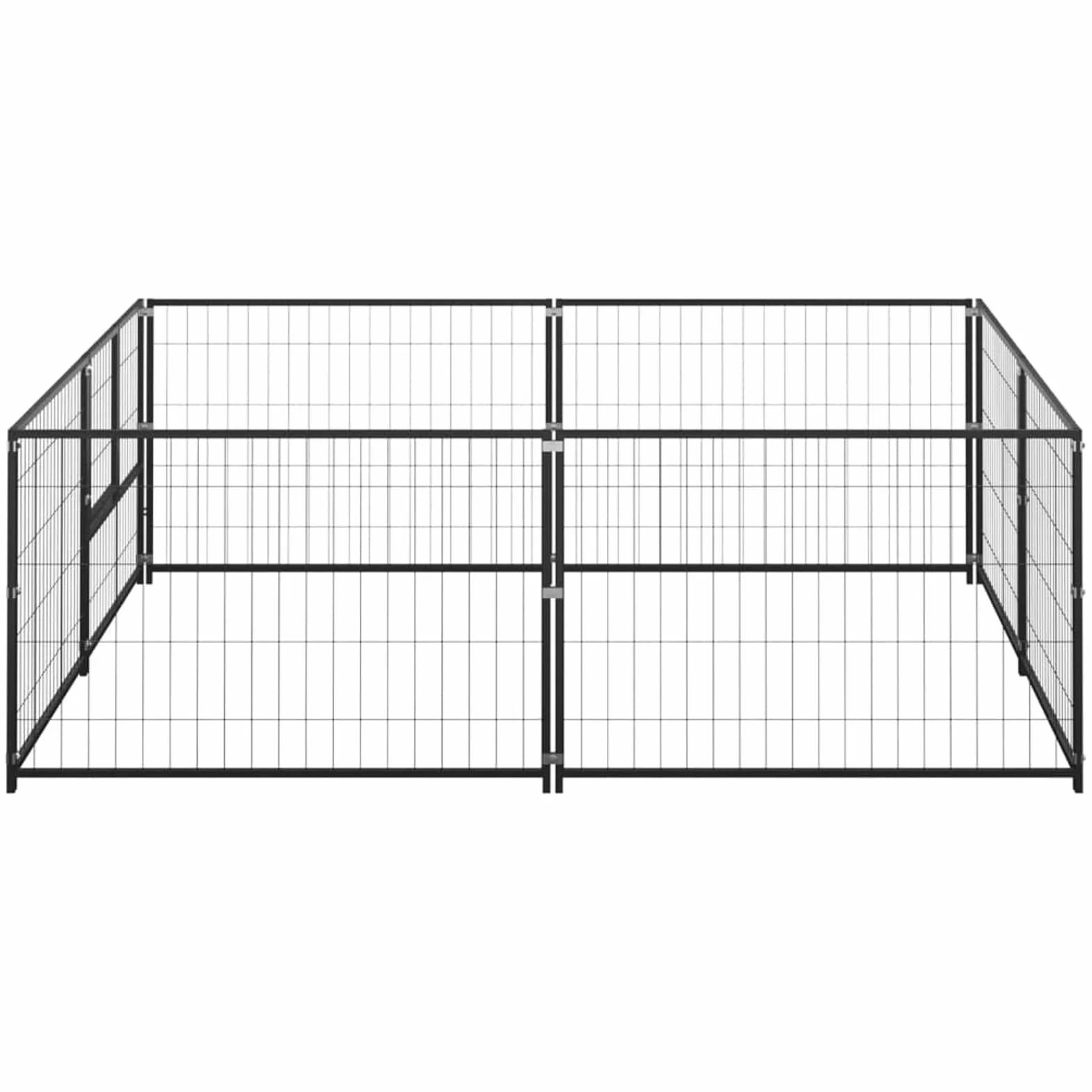 Gecheer Canile da Esterno Grande in Acciaio, Nero 200x200x70 cm - Gabbia per Cani Taglia Grande Con Recinzione 4 m²