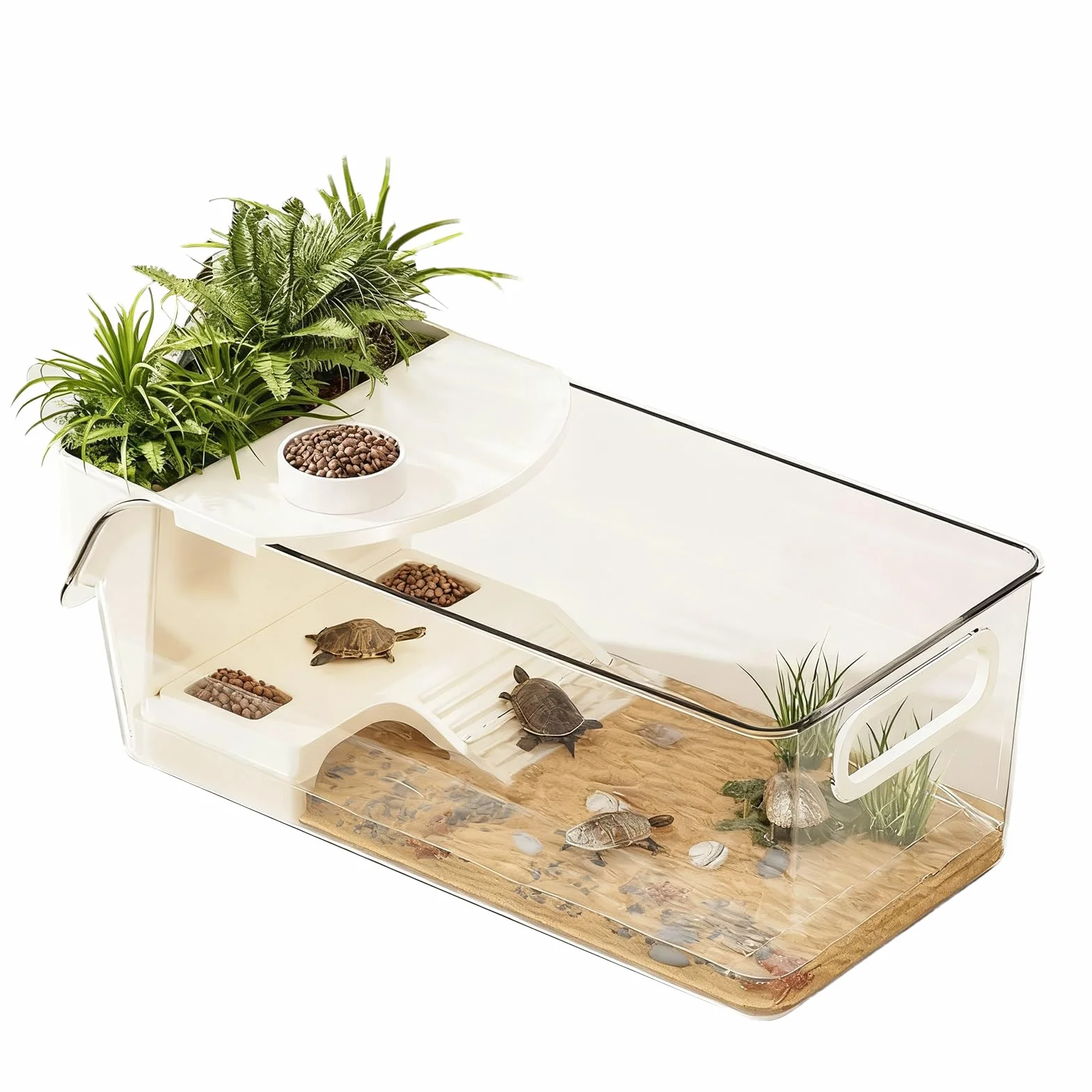Acquario Per Tartarughe Grande | Terrario Multifunzione Con Piattaforma Solarium Rimovibile | Gabbia Per Tartarughe, Rane Arboree, Salamandre, Gamberi, Animali Piccoli | Interno, Soggiorno, Casa