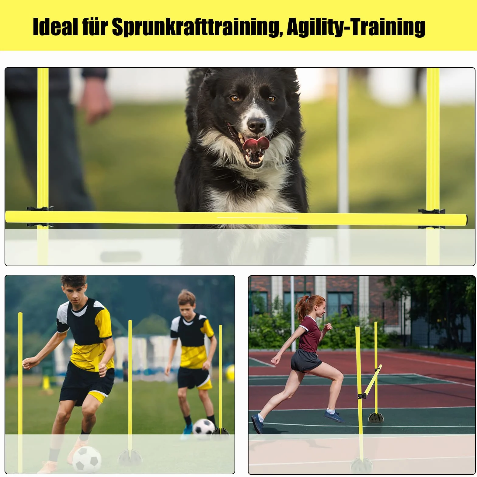 NAIZY Sport Slalom Pali Agilità Kit Allenamento Salto Dribbling 15 Aste 100cm Giallo