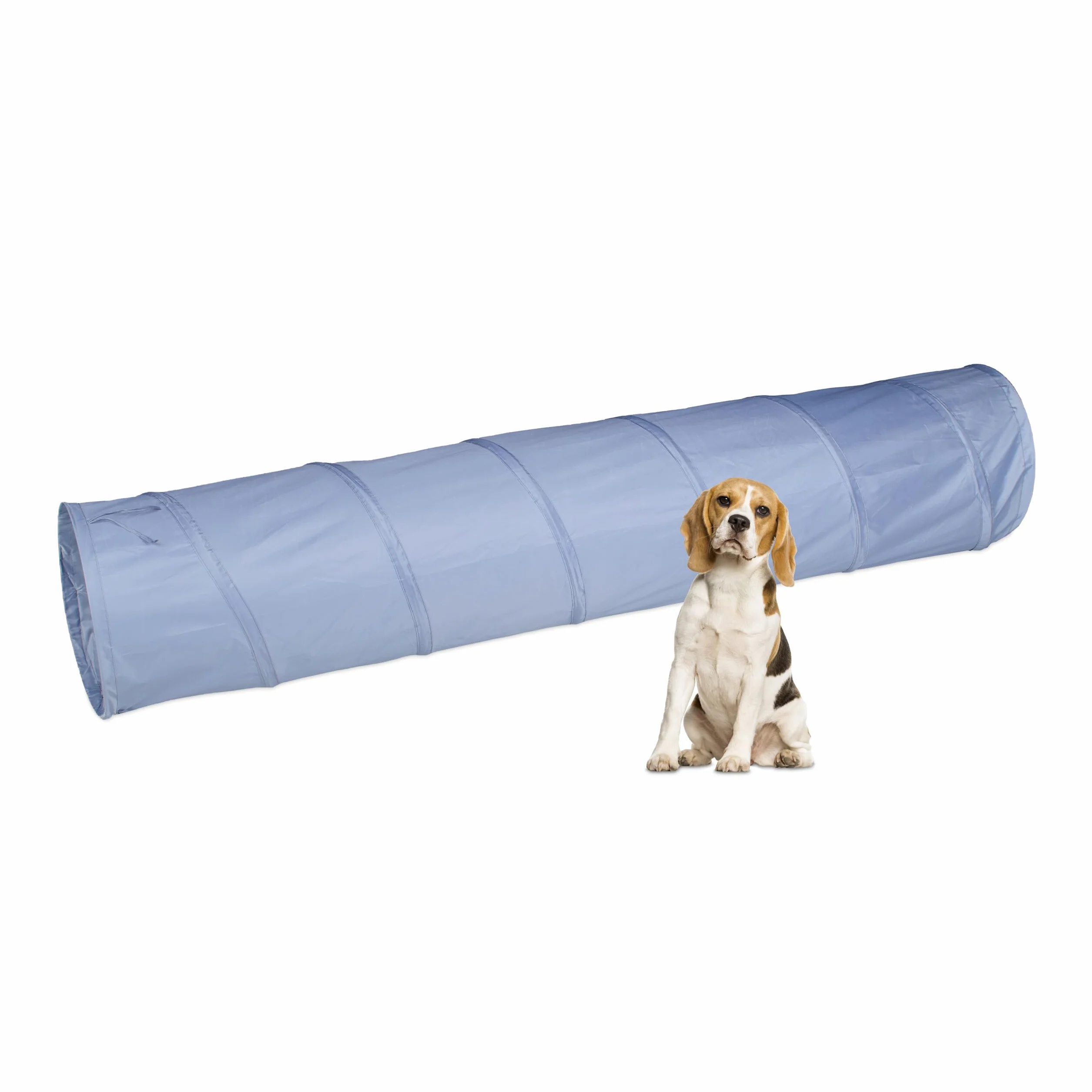 Relaxdays Tunnel per Cani, Tubo da 200 cm Pieghevole, Attrezzatura Agility Dog, Addestramento a Ostacoli, Ø 40cm, Grigio