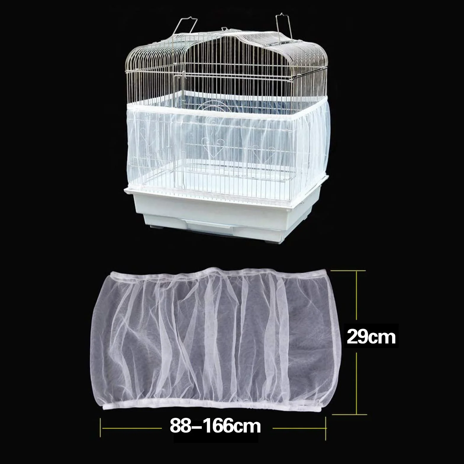 Kiuiom Gonna Gabbia per Uccelli,Rete Gabbia Uccelli,Copertura per Gabbia per Uccelli,Bird Cage Seed Catcher per Uccelli Pappagalli Ventilata Antipolvere Circonferenza Regolabile 88-166c