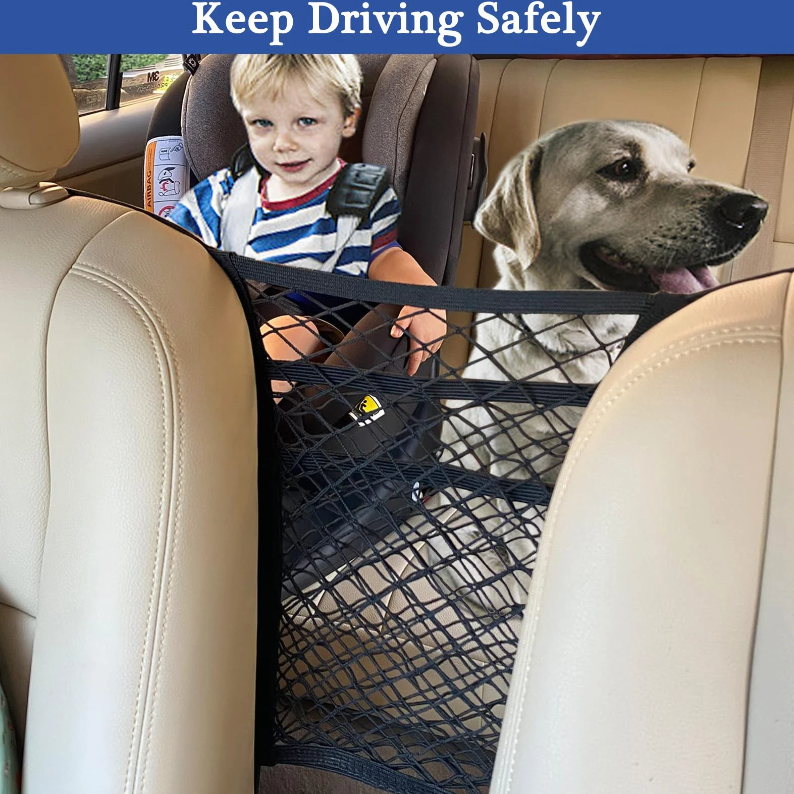 Divisorio Auto per Cani Universale,Tasca Rete Elastica Portaoggetti Auto a 3 Strati,Rete Macchina Organizzatore per Custodia Sedile per Riporre il Conducente Accessori Auto