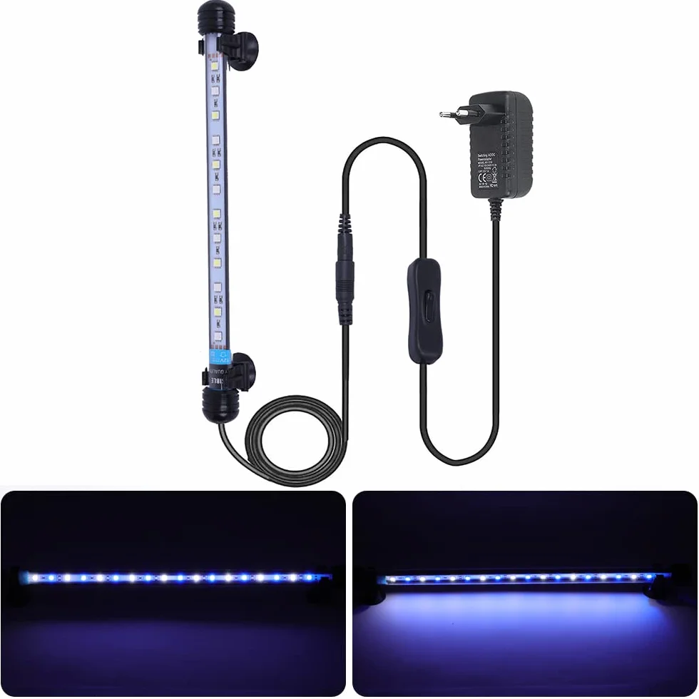 VARMHUS Aquarium Lighting Luce di Pesce Drago Illuminazione per Acquario Impermeabile (Deutschland Lagerhaus) (Bianco & Blu, 28cm)