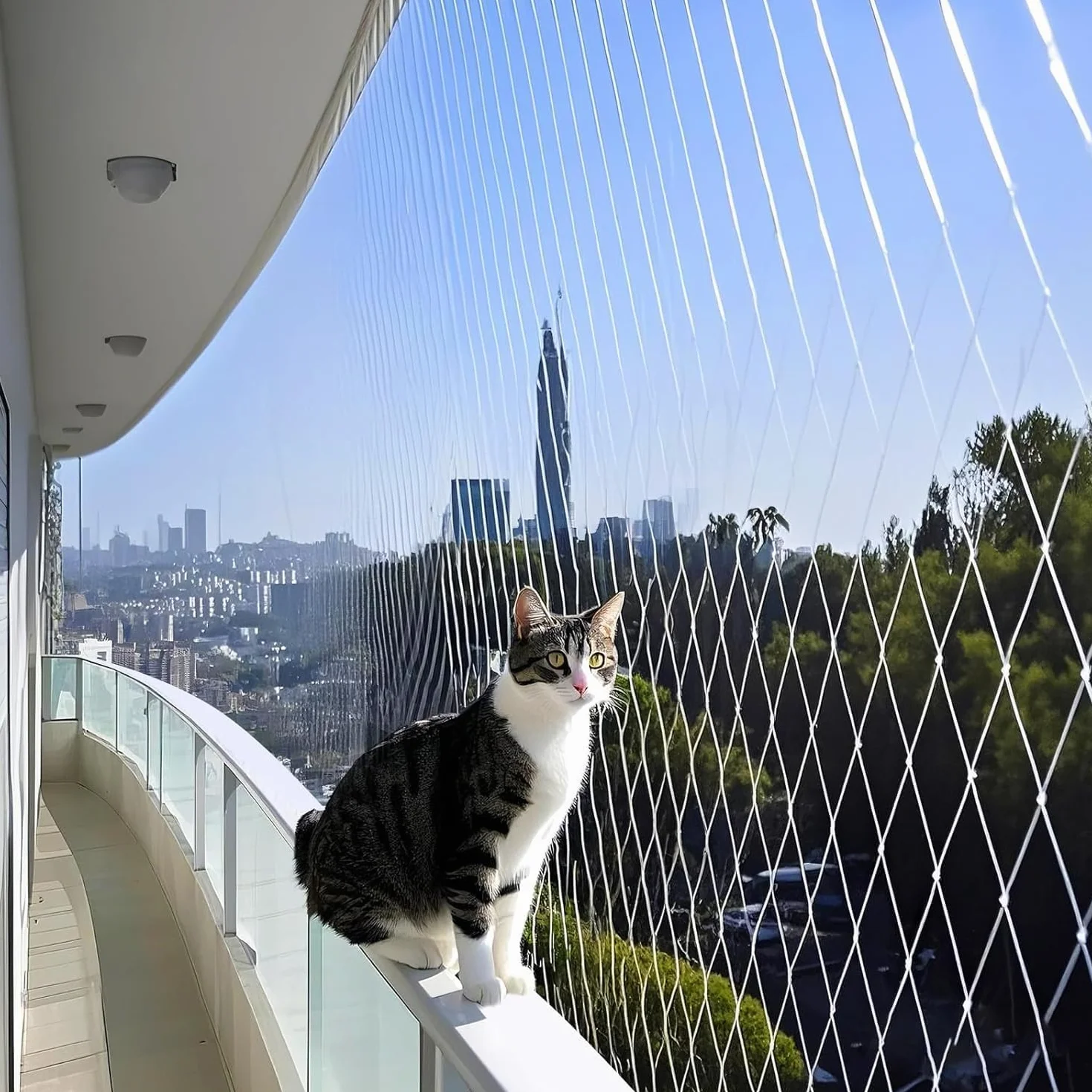 Rete per Gatti, 3x10m Rete Invisibile Protezione Balcone per Gatti, Resistente ai Morsi, Ai Raggi UV e alle Intemperie, per Balconi, Scale, Terrazzee e Finestre