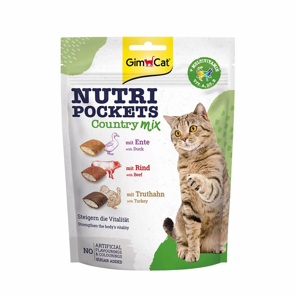 GimCat Nutri Pockets Country Mix Snack croccante per gatti con ripieno cremoso 150 g