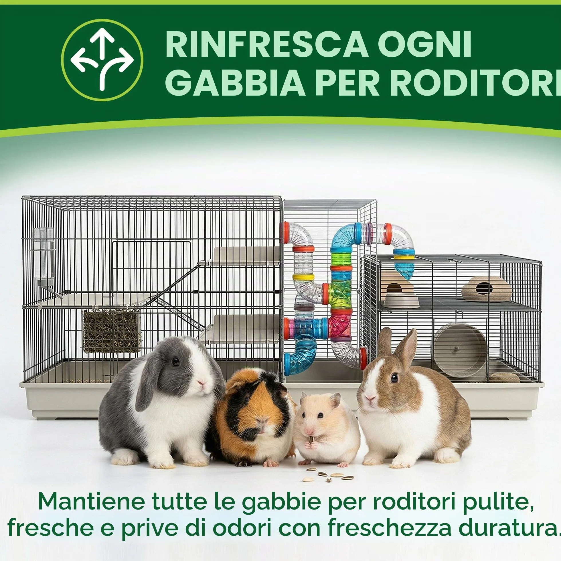 Antiodore e sporco per gabbie di roditori, con microrganismi contro le feci, l'urina e gli odori degli animali domestici, 100% naturale e delicato, flacone spray da 500 ml
