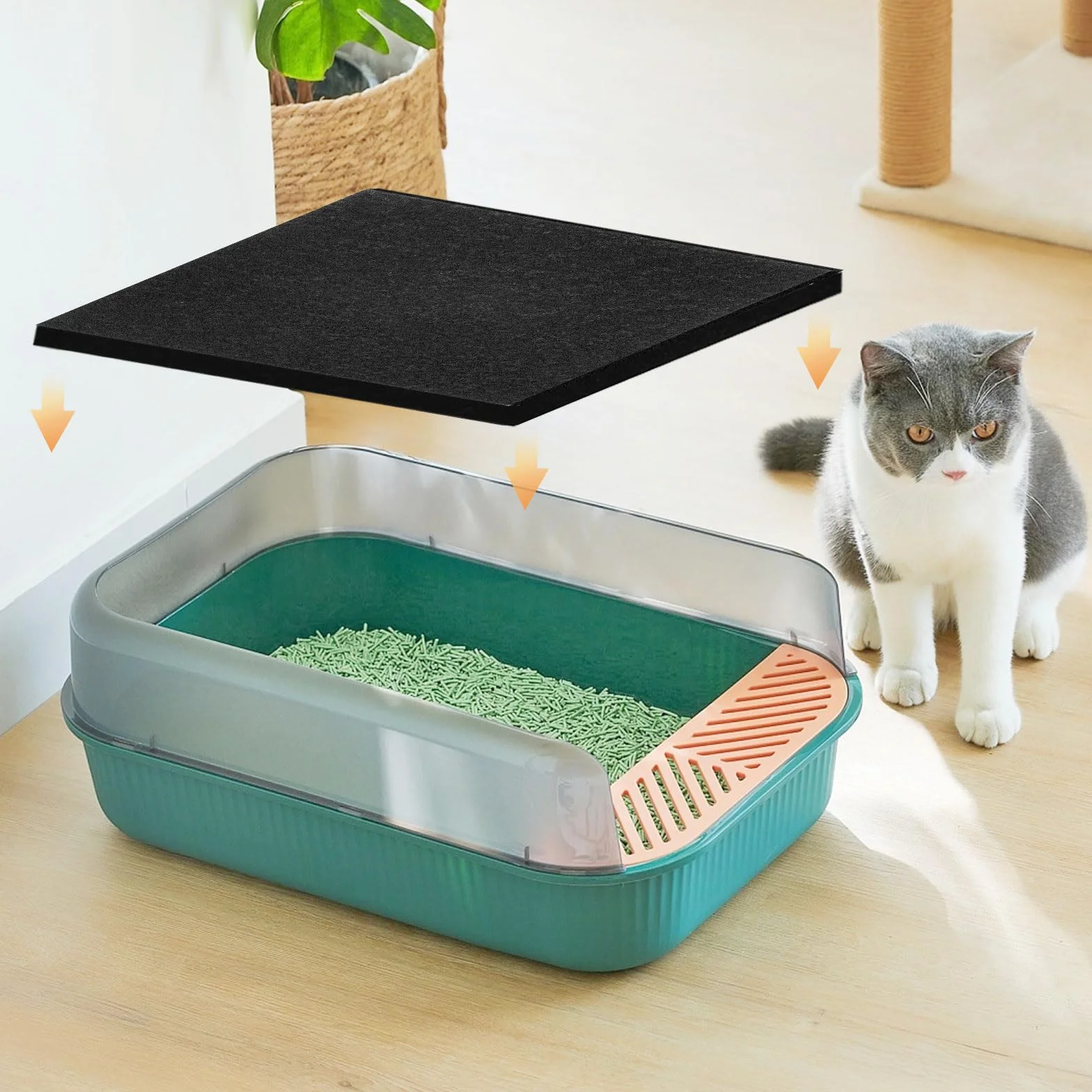 Dadabig 20 filtri di ricambio per lettiera per gatti, filtri al carbone per lettiera con cappuccio per gatti lettiera per WC lettiera filtri di ricambio per filtri odori 10,5 x 11,5 x 0,5 cm