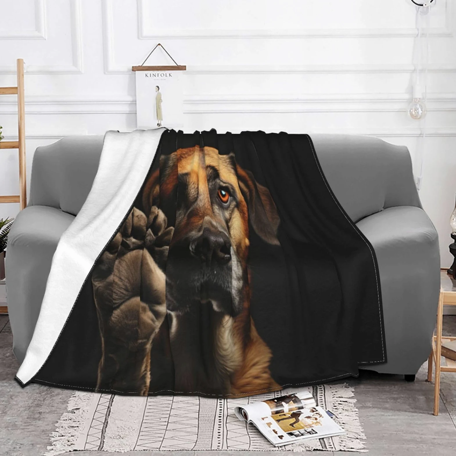 Coperta decorativa in morbida flanella calda e accogliente per bambini, cane, gatto, 127 x 152 cm, stampa di zampe di cane e animali domestici
