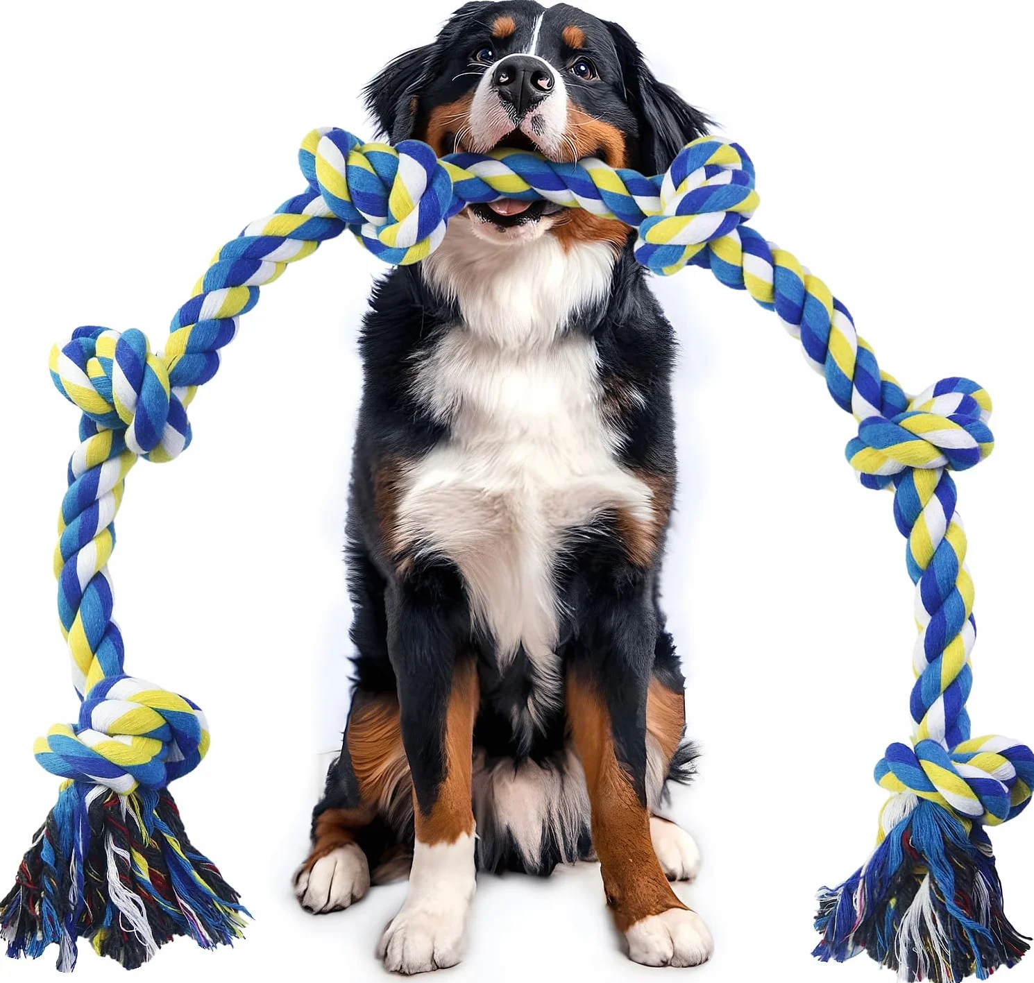 Giocattolo extra per cani, 108 cm, 6 nodi, indistruttibile, resistente, giocattolo da masticare per cani aggressivi, razze medie e grandi