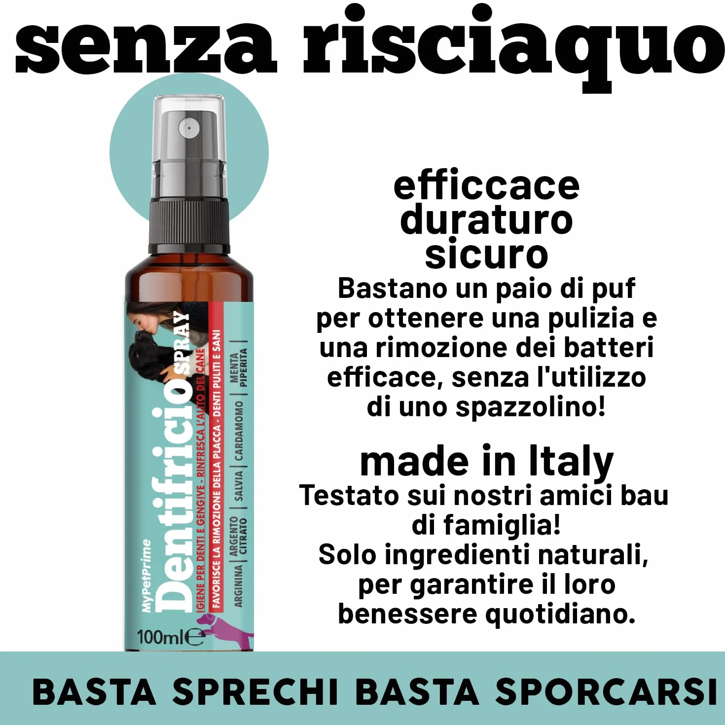 MyPetPrime Dentifricio per Cani Spray con Argento Citrato e Arginina 100 ml