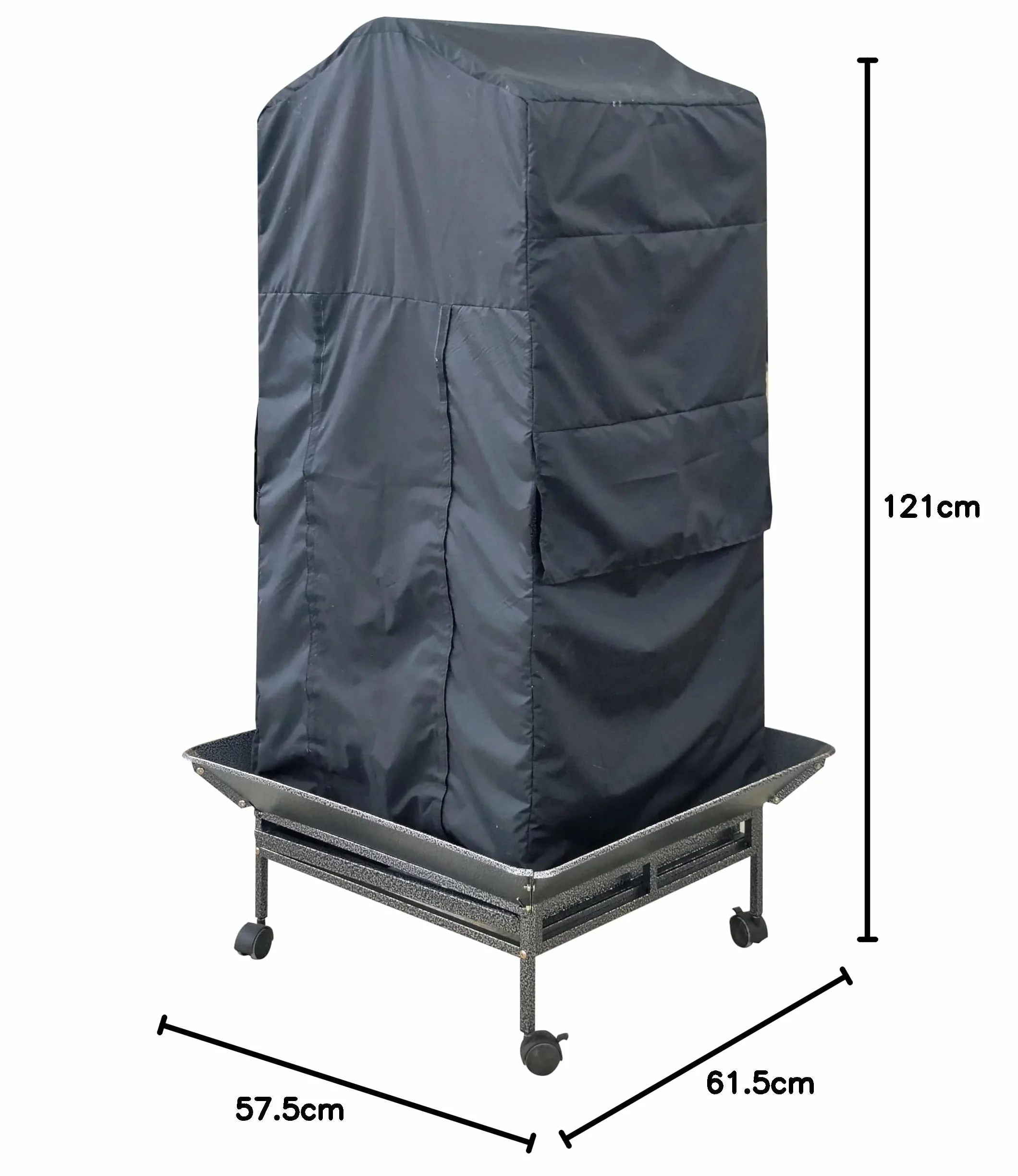 Pet's Solution - Telo Copertura Nero per Gabbia Pappagalli con Tetto Onda e Misura Interna da 61,5x57,5x121h cm, Ideato per Favorire il Riposo dei Volatili