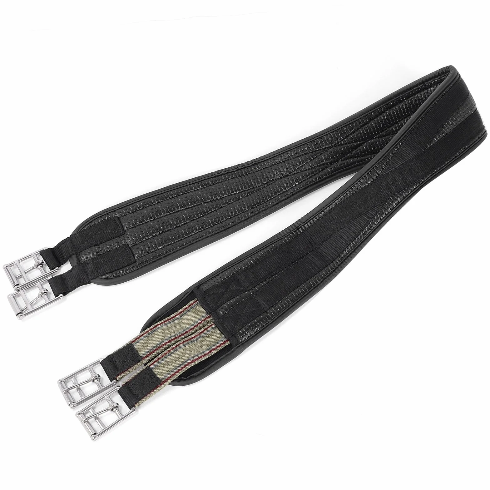 Tbest Sottopancia per Cavallo Sottopancia Inglese Senza Sfregamento Fibbia in Acciaio Inossidabile Sottopancia Curvo Sagomato Antiscivolo in Pelle PU per Competizione di Allenamento